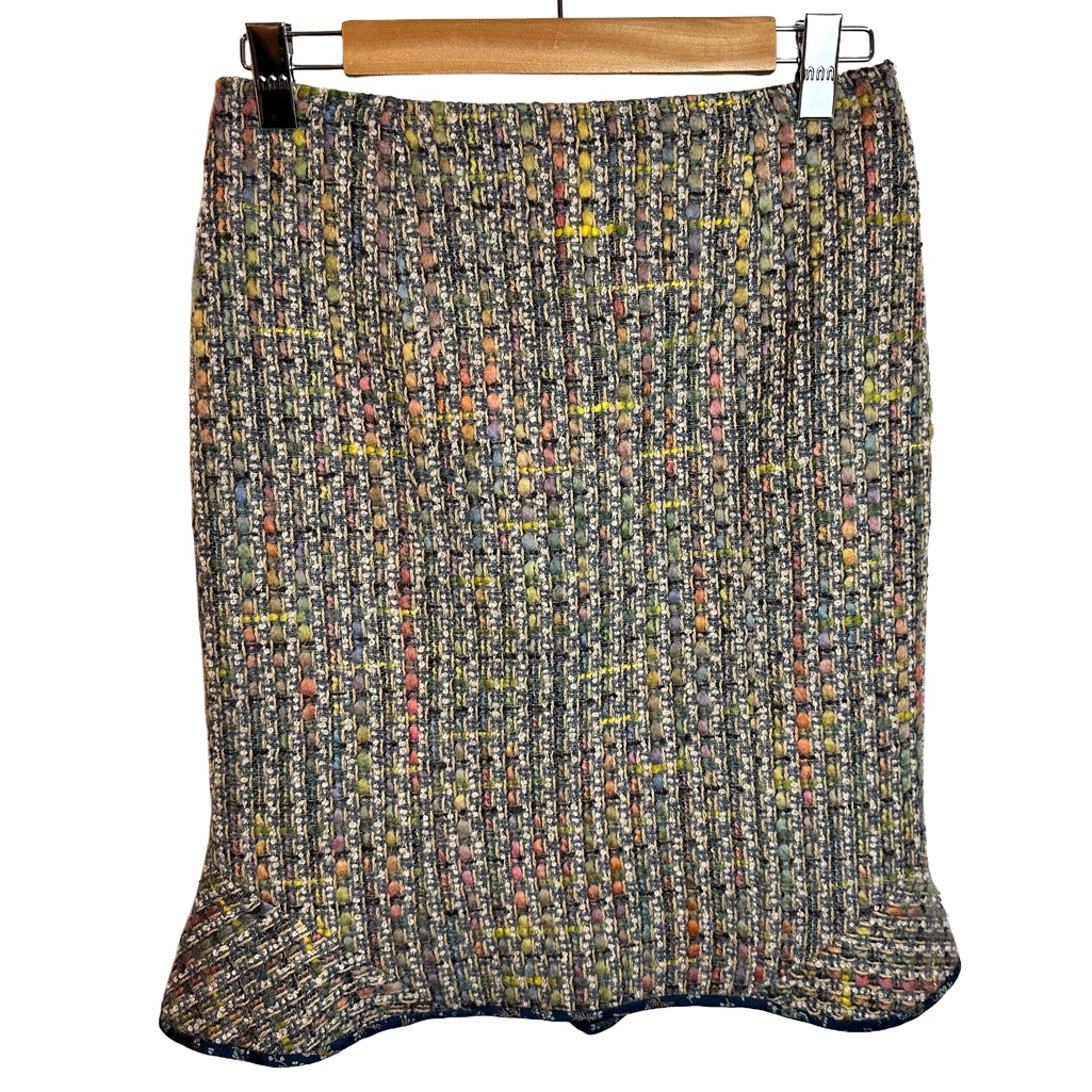 Rebecca Taylor Colorful Tweed Skirt With Hem Ruffle